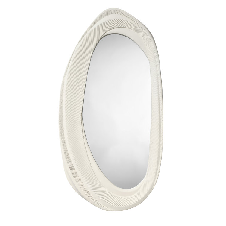 Matte White Resin Rectangular Wall Mirror with MDF Backing