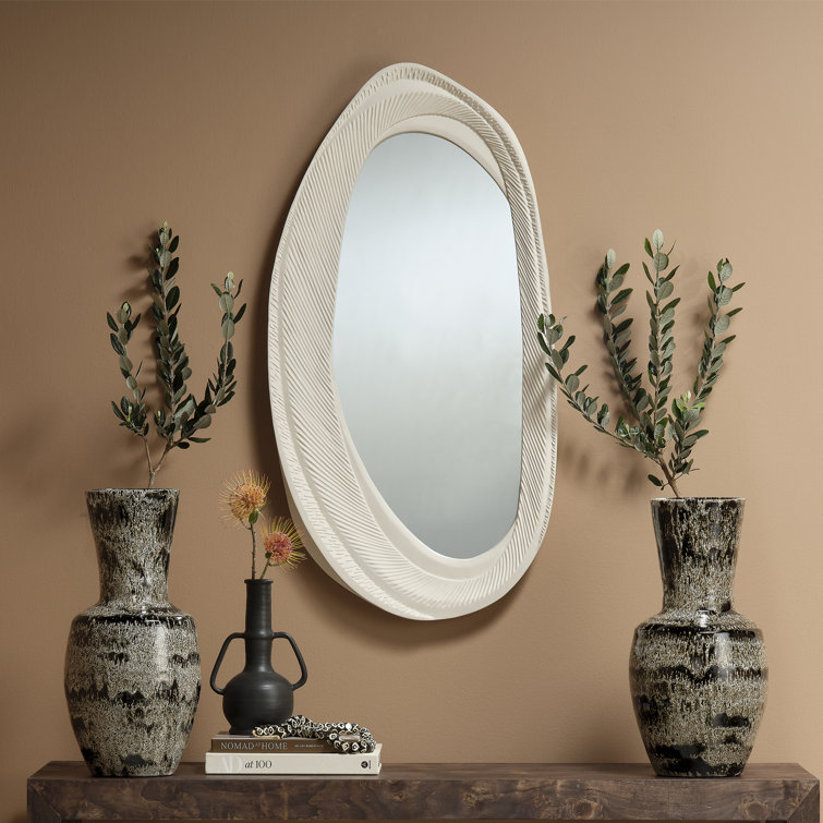Matte White Resin Rectangular Wall Mirror with MDF Backing