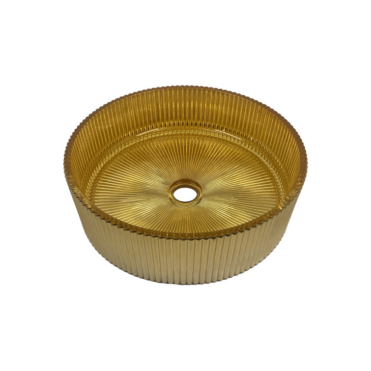 Gold Tempered Glass Circular Above-Counter Vessel Sink