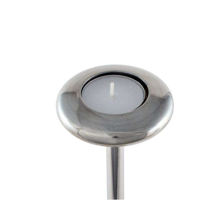 Short Silver Pewter Coastal Tide Candlestick