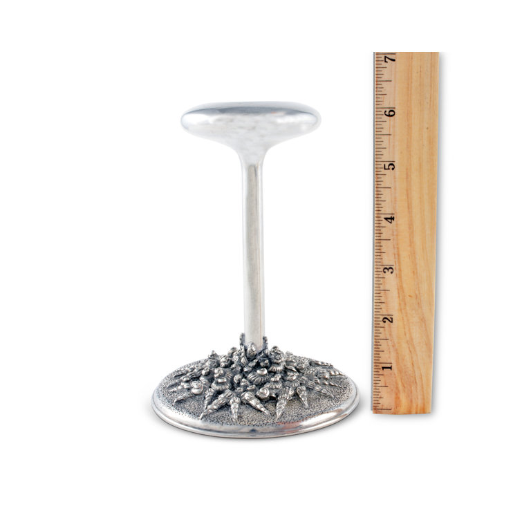 Short Silver Pewter Coastal Tide Candlestick