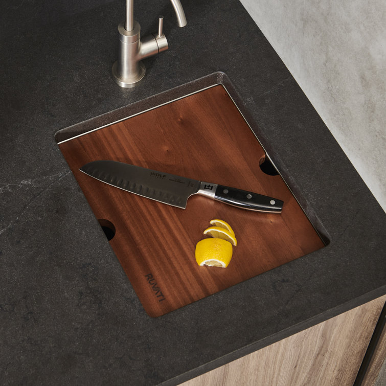 Ruvati 15" Stainless Steel Workstation Sink with Wood Cutting Board