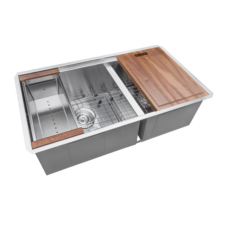 Ruvati 31" Stainless Steel Double Bowl Workstation Sink