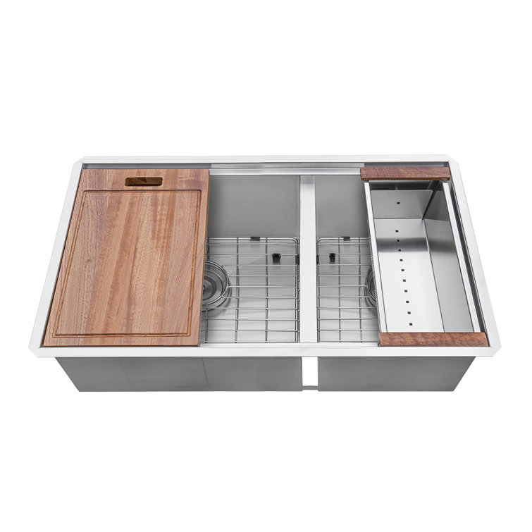 Ruvati 31" Stainless Steel Double Bowl Workstation Sink