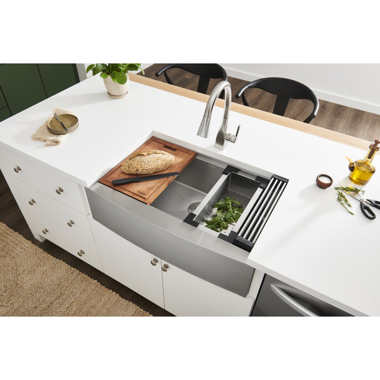 Ruvati 33" Stainless Steel Farmhouse Apron-Front Kitchen Sink