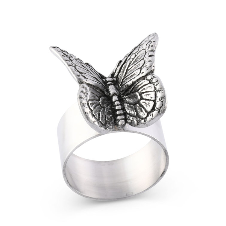Arthur Court Silver Butterfly Metal Napkin Rings Set of 4