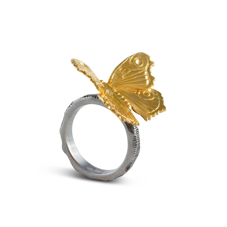 Gold Butterfly Pewter Vintage Napkin Ring