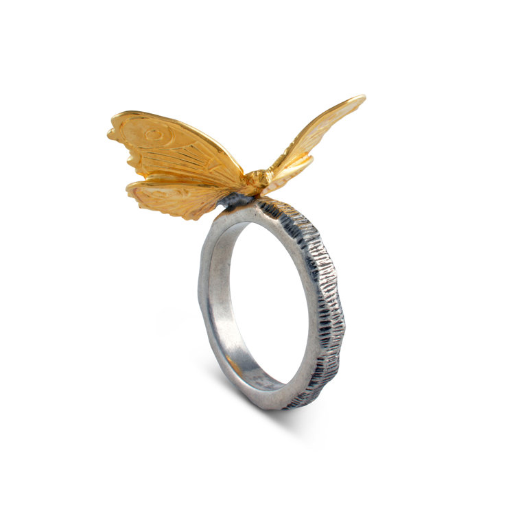 Gold Butterfly Pewter Vintage Napkin Ring