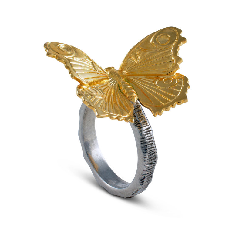 Gold Butterfly Pewter Vintage Napkin Ring