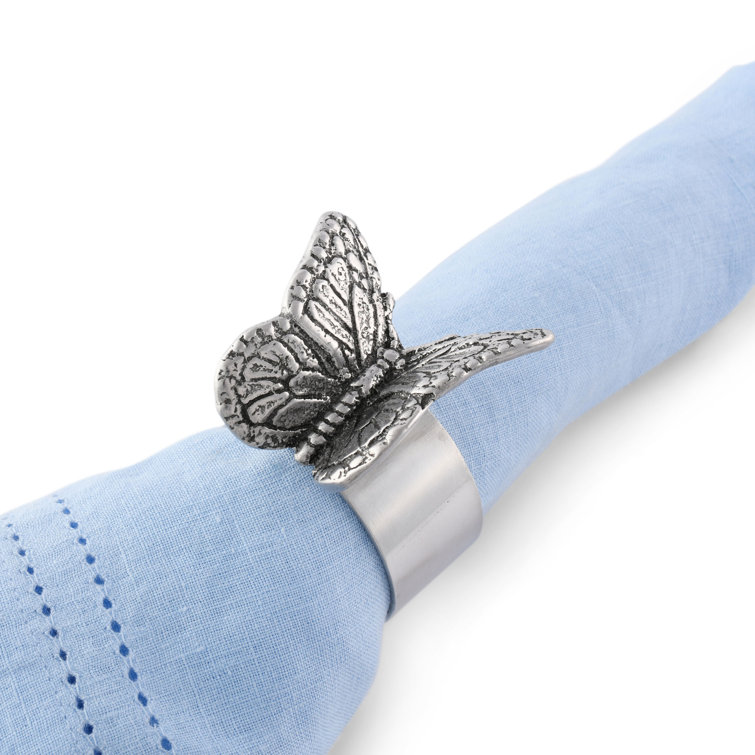 Arthur Court Silver Butterfly Metal Napkin Rings Set of 4