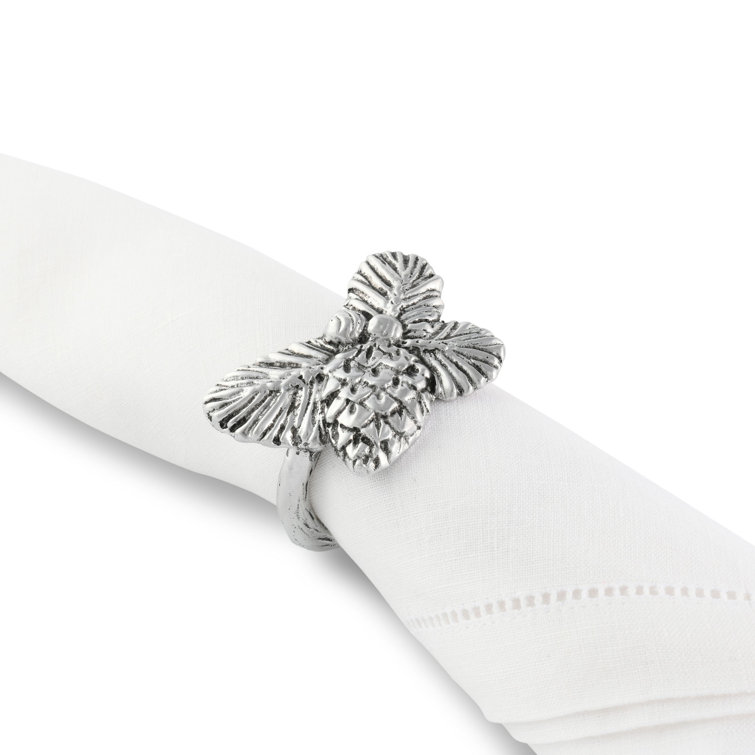 Set of 4 Silver Pine Cone Aluminum Napkin Rings