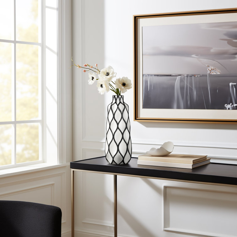 Hand Painted Black and White Ceramic Table Vase