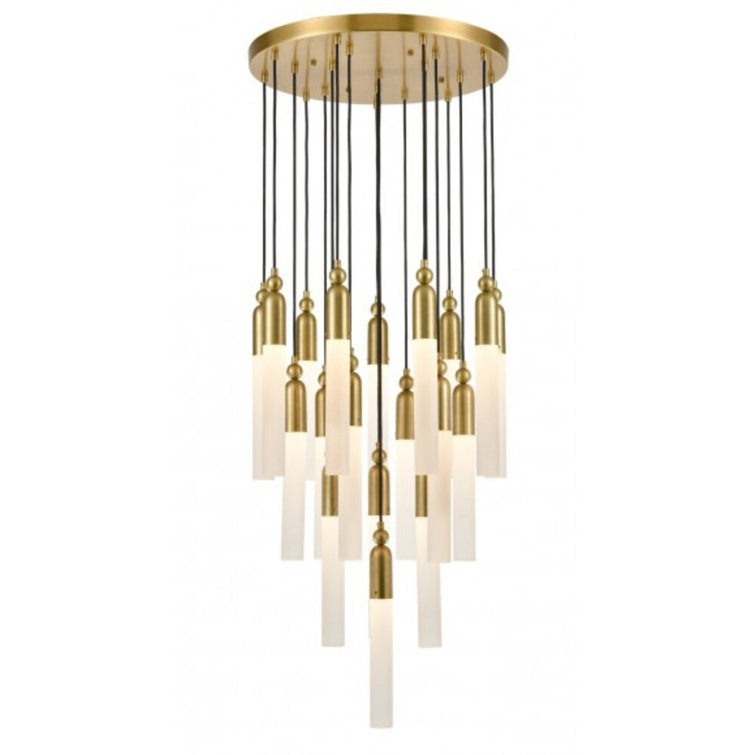 Fusion 19-Light Aged Brass Crystal Sphere Chandelier