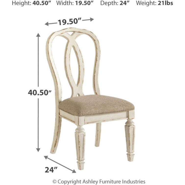 Chipped White Rustic Ladderback Upholstered Side Chair
