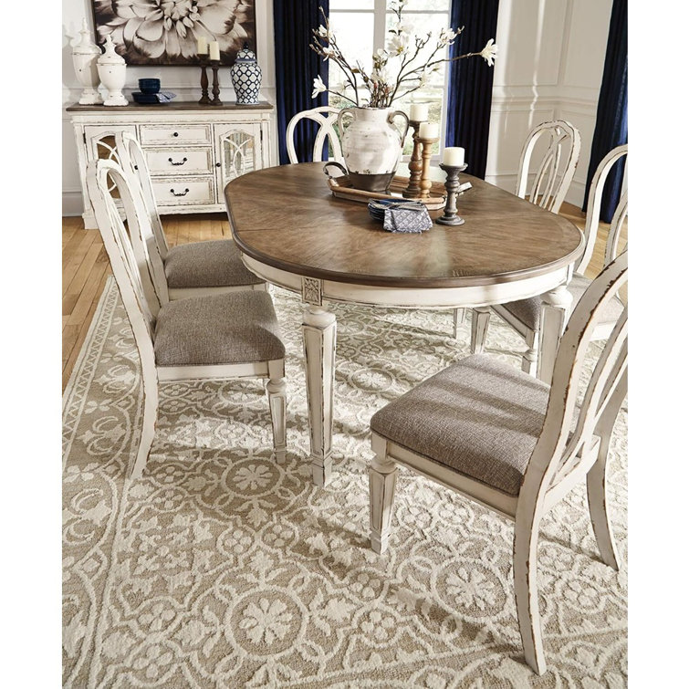 Chipped White Rustic Ladderback Upholstered Side Chair