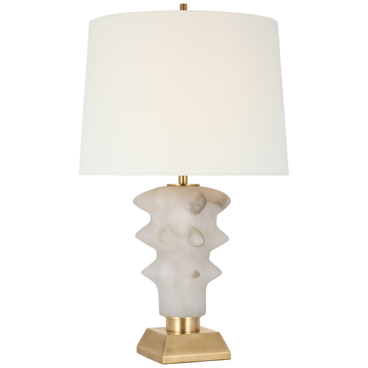 Alabaster and Brass 25" Table Lamp with Tapered Shade