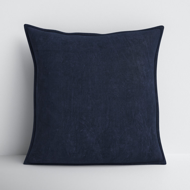 Edgar Blue Velvet-Like 18'' Square Cotton Throw Pillow