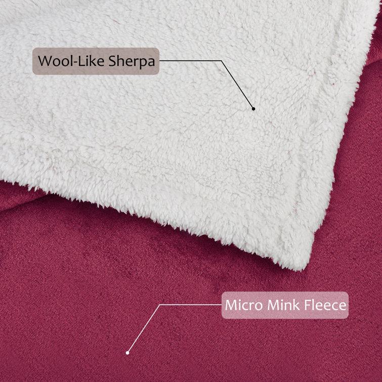 Catalonia Dark Gray Sherpa Fleece Reversible Throw Blanket 50x60 inches