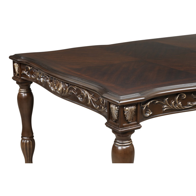 Brown Extendable Rectangular Wood Dining Table with Six Seats