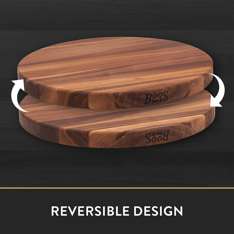 18-Inch Round Walnut Wood Cutting Board with Edge Grain