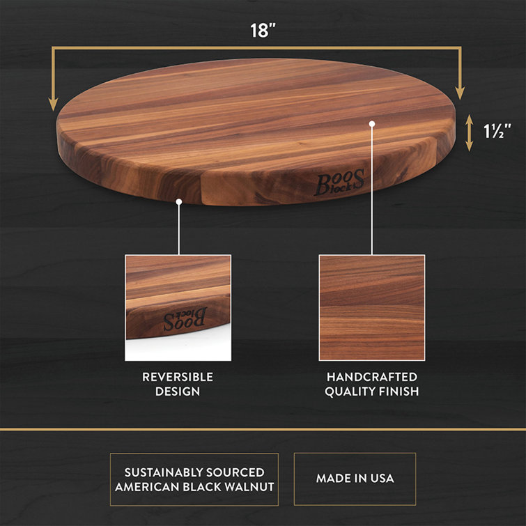 18-Inch Round Walnut Wood Cutting Board with Edge Grain