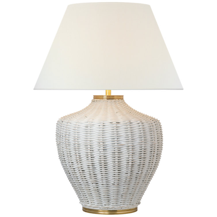 Evie Adjustable White Wicker Outdoor Table Lamp