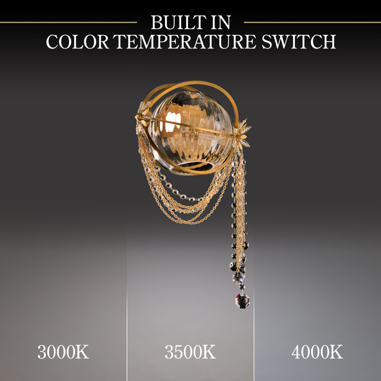 Gold and Crystal LED Flush Mounted Wall Sconce