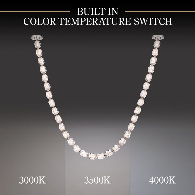 Polished Nickel 6-Light Crystal LED Pendant