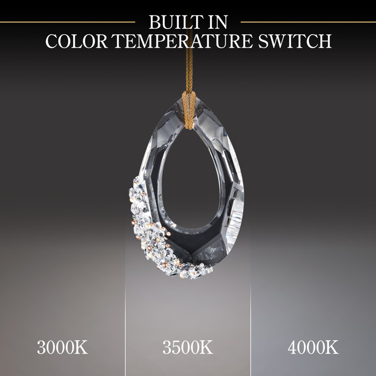 Trinity Crystal LED Pendant Light with Black Rope