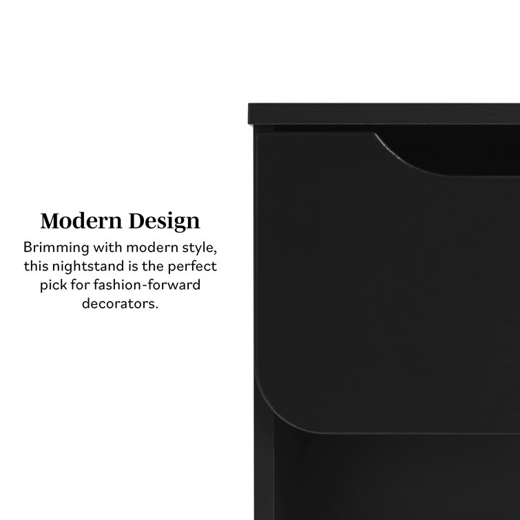 Sleek Black Scandi-Inspired 1-Drawer Nightstand
