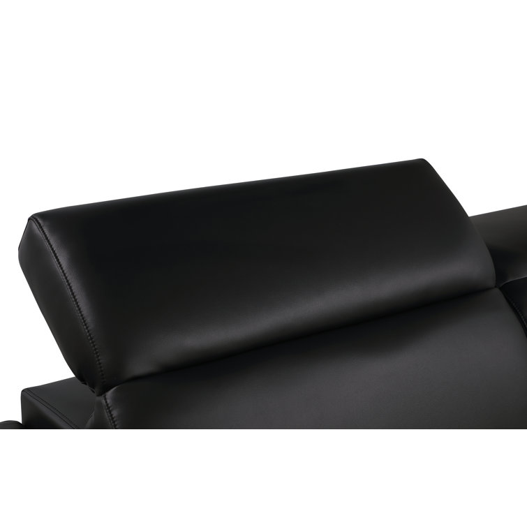 Black Genuine Leather Sofa and Loveseat Set with Chrome Legs