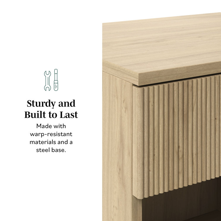 Coastal Oak 1-Drawer Nightstands with Open Cubby, Set of 2