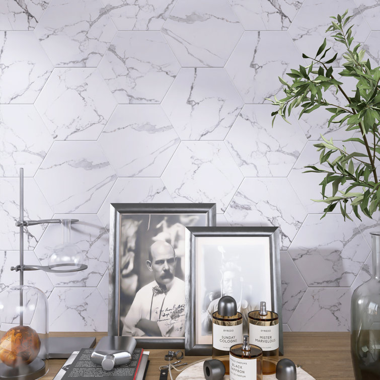 Elegance 7.87" x 9.45" Porcelain Marble Look Wall & Floor Tile