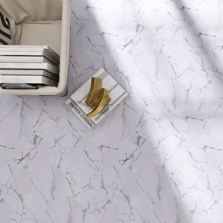 Elegance 7.87" x 9.45" Porcelain Marble Look Wall & Floor Tile