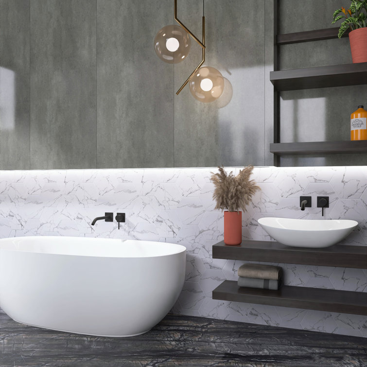 Elegance 7.87" x 9.45" Porcelain Marble Look Wall & Floor Tile