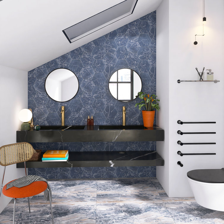 Elegance Blue Hexagon Matte Porcelain Wall and Floor Tile