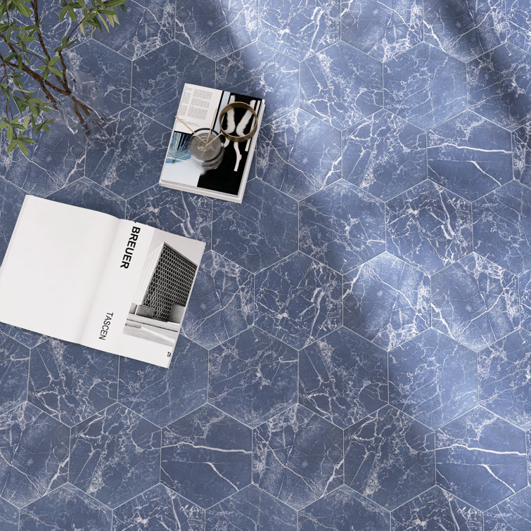 Elegance Blue Hexagon Matte Porcelain Wall and Floor Tile