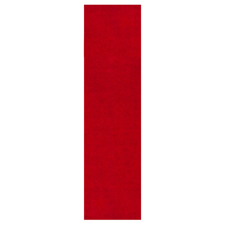 Red Non-Slip Synthetic Runner Rug for Hallways