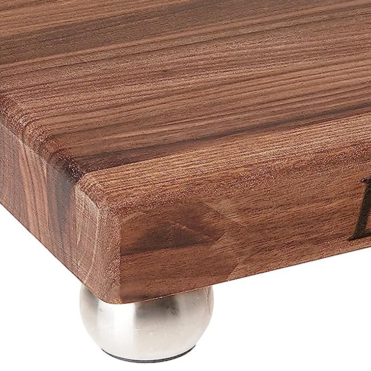 Walnut Edge Grain Cutting Board with Stainless Steel Feet
