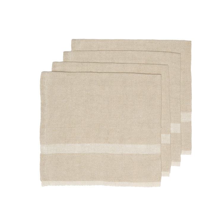 Natural Linen Stripe 20" Square Napkin Set of 4