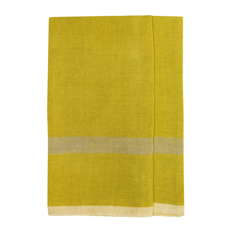 Lime and Gray Stonewashed Linen Tea Towel Set