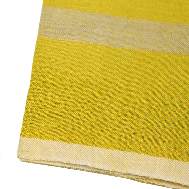 Lime and Gray Stonewashed Linen Tea Towel Set