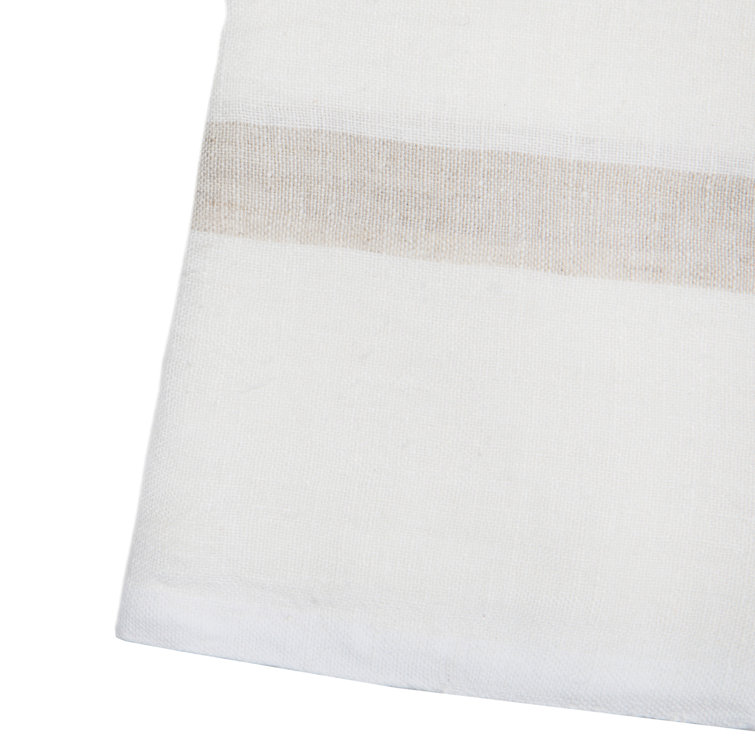 White and Natural Linen Stripe Tea Towel Set