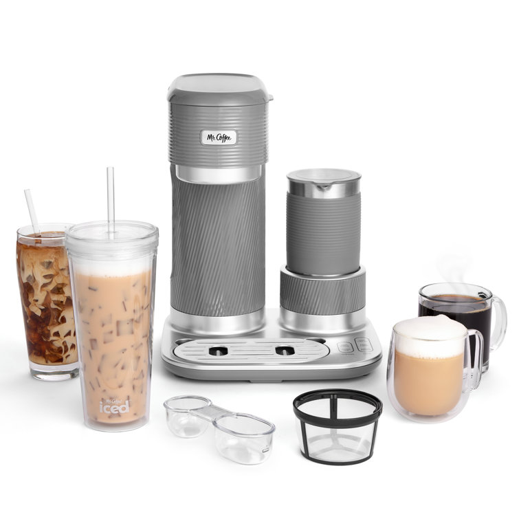 Gray Chrome 4-in-1 Single-Serve Coffee Maker with Frother