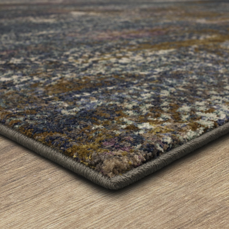 Tranquil Indigo Abstract Viscose Blend Area Rug - 5'3" x 7'10"