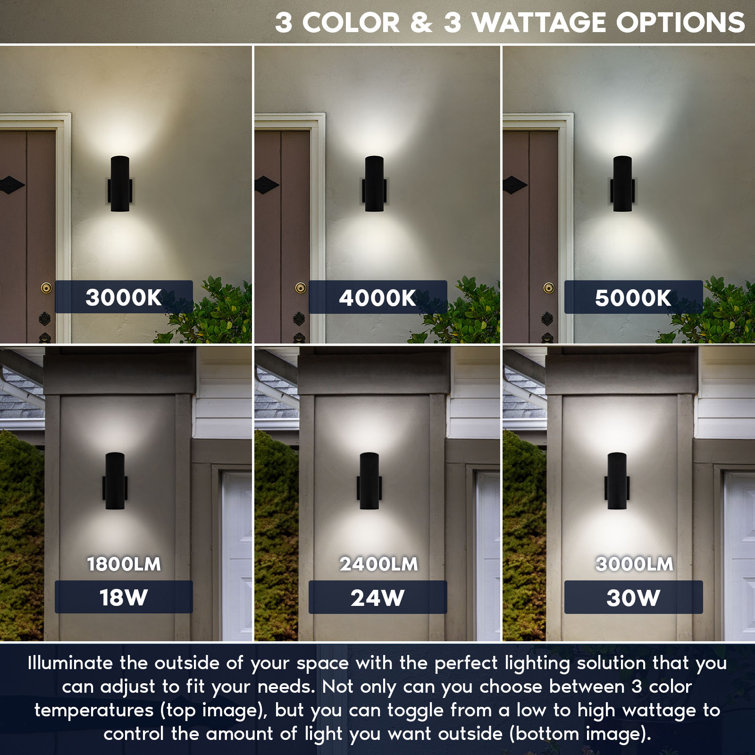 Luxrite Black Dimmable LED Outdoor Wall Sconce, 12 Inch