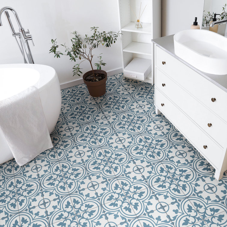 Cloud Blue and Off-White Porcelain Patterned Wall and Floor Tile