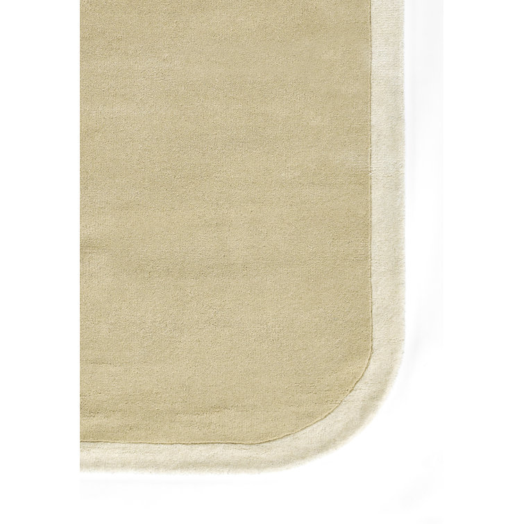 Cream Tufted Wool Rectangle Area Rug with Border