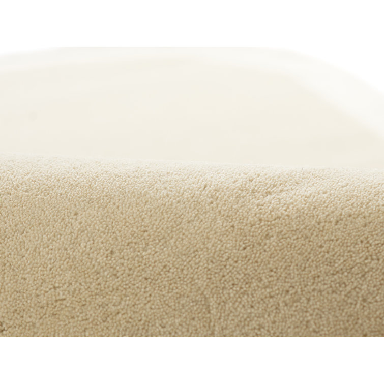 Cream Tufted Wool Rectangle Area Rug with Border