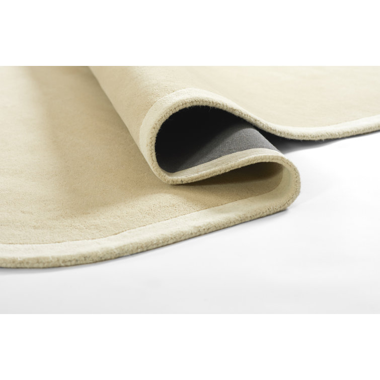 Cream Tufted Wool Rectangle Area Rug with Border